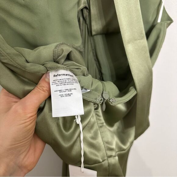 Reformation Sasha Silk Jumpsuit in Artichoke - Picture 4 of 5